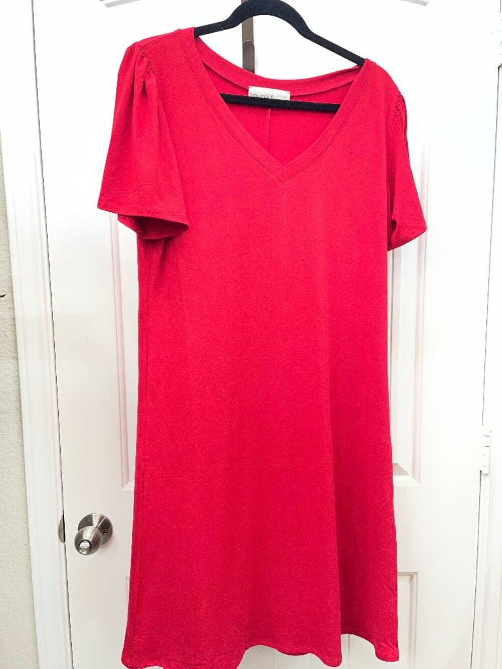 NEW Zenana Outfitters Black V-Neck Flutter Sleeve Midi Dress RUBY MEDIUM